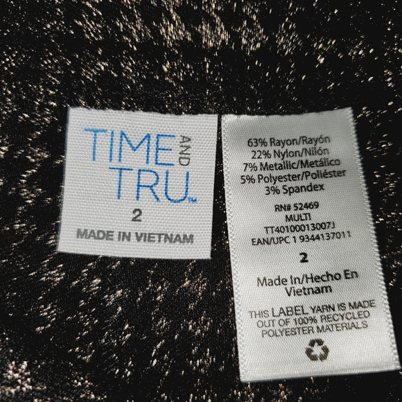 Time and Tru New Skinny Ankle Length Black & Gold Pant 214 - Picture 4 of 6